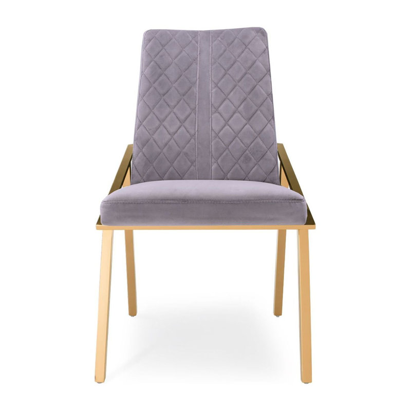 Chaise d'appoint Ingleside, Acier inoxydable doré champagne brossé, Gris