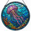 Panneau de vitrail 12 "H Jellyfish Coral-857491789
