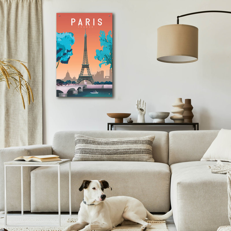 «Paris France» par Omar Escalante, art mural en verre acrylique, H 36 po x l 24 po x P 0,2 po