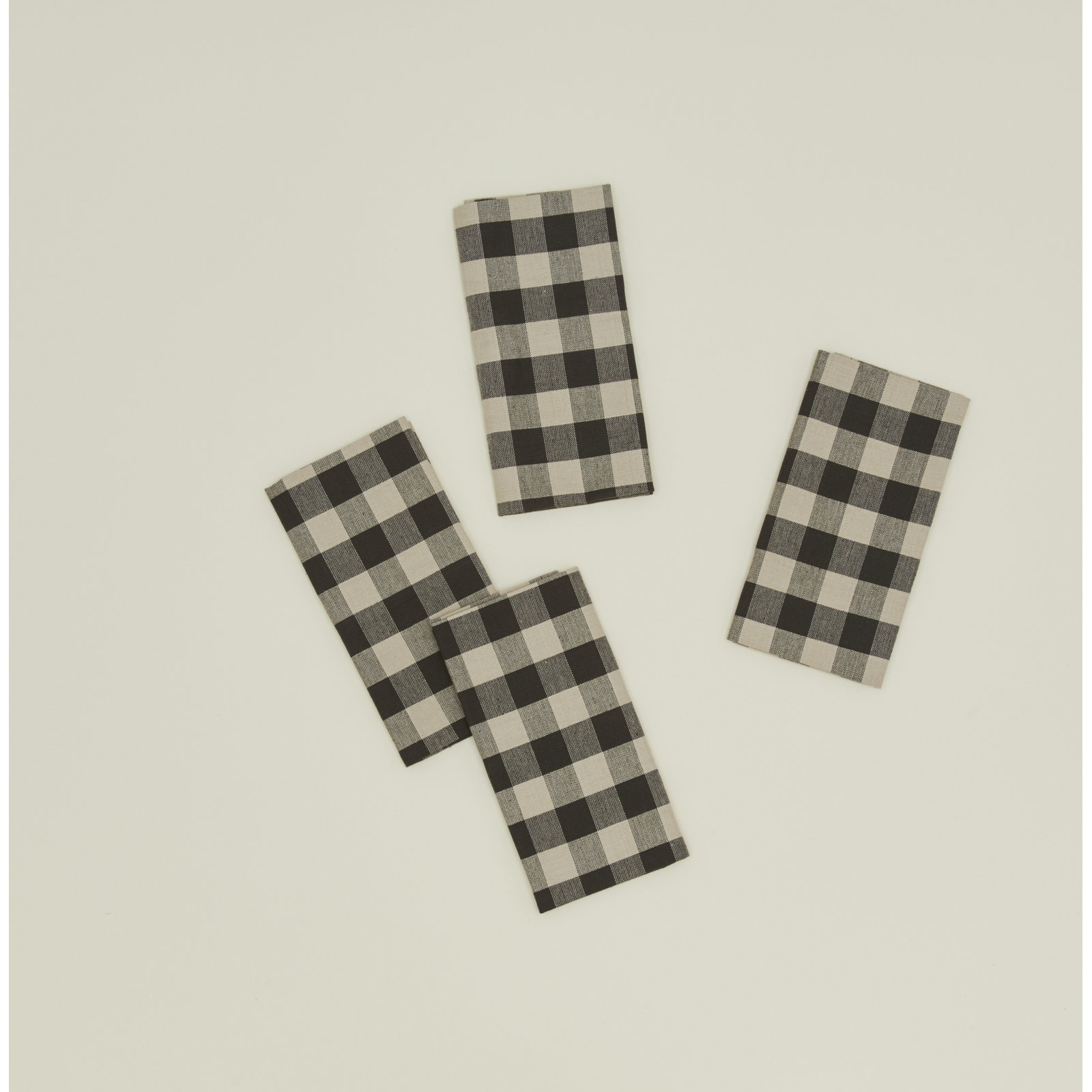 Essential Gingham Cotton Napkin, Black/Light Gray
