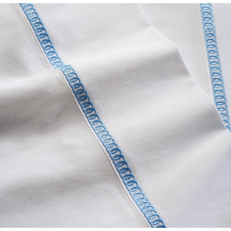 ensemble de draps 100% coton 300 fils Aguilera, Bleu, Très grand californien