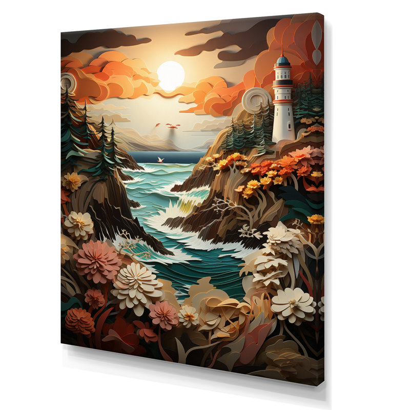 «Port Harbor Retreat Papercut II», reproduction sur toile, H 32 po x l 24 po x P 1 po, Toile tendue