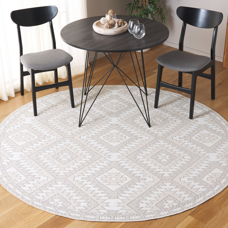 Lacia Performance Geometric Rug, Round 6'7"