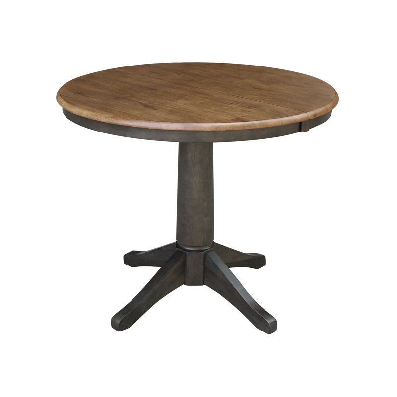 Table de salle à manger extensible Ikuko, Hickory / charbon délavé