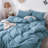 MooMee Lightweight Duvet Cover Set with Zipper Closure 8 Ties 100% Washed Cotton Linen Like Textured Soft Breathable All-Season-111219966-111990381