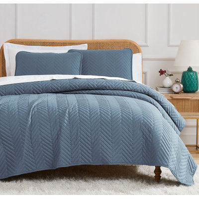 Ensemble de courtepointe légère surdimensionnée en microfibre prélavée à chevrons