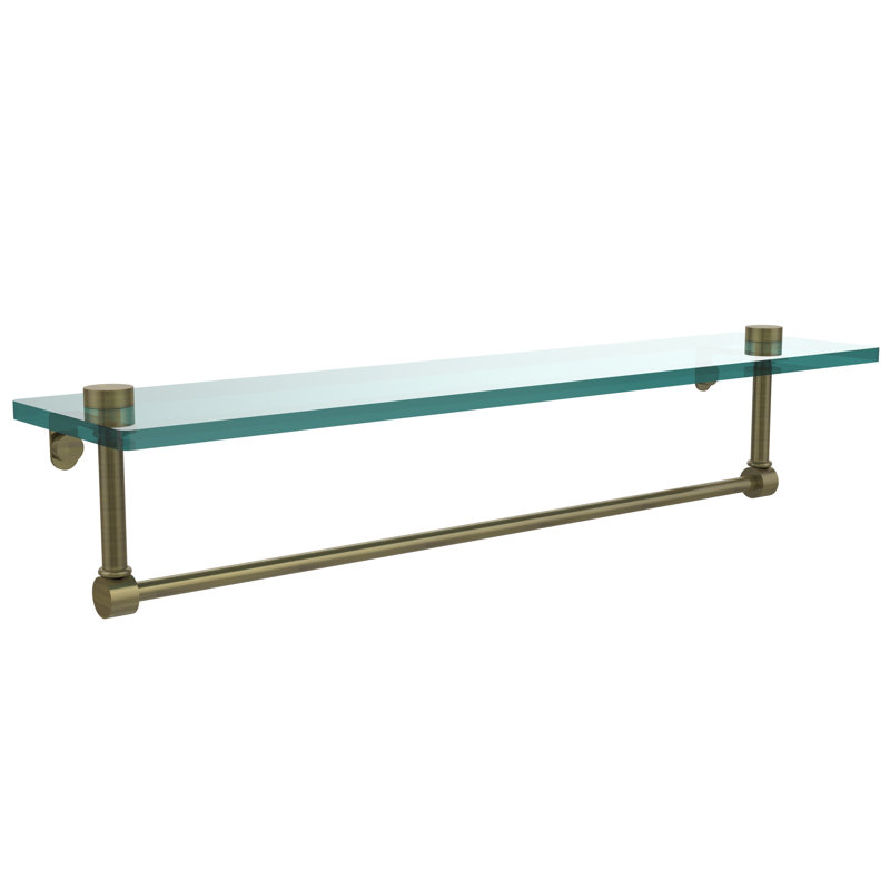 Gober Bracket Shelf with Towel Bar, Antique Brass, 22"