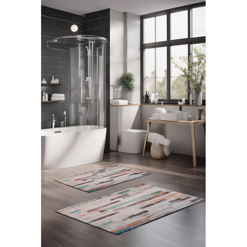 Eakly Luxury Bathmat Set (2 Pieces), 100% Polyester, 16.0 x 23.6 inches & 23.6 x 39.4 inches | Non-Slip Antibacterial Design, 0.3 in Pile Height | Machine Washable, Durable & Easy to Clean | Ideal for Bathroom Décor