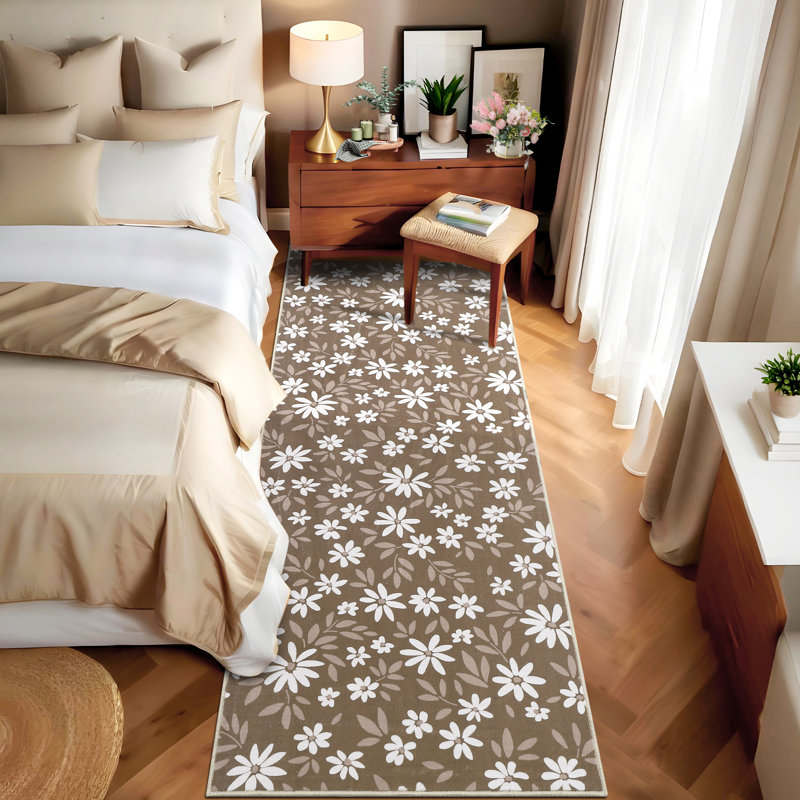 Floral Machine Washable Rug for Living Room Indoor Carpet for Home Decor Aesthetic Non-Slip Modern Rug for Bedroom Dining Room Office Nursery Playroom Teen Dorm