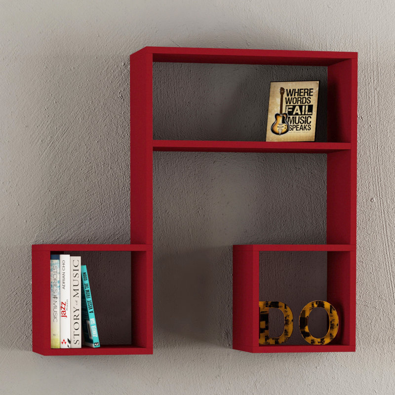 Musgrave 5 Piece Accent Shelf with Adjustable Shelves, Burgundy