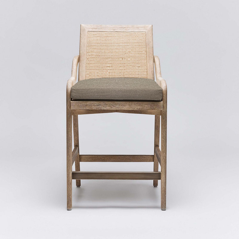 Delray Upholstered Stool, Pebble/White Ceruse Frame