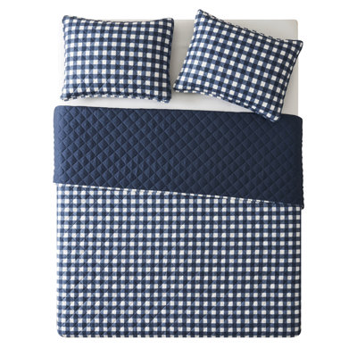 VCNY Home Gingham Microfiber Quilt Set