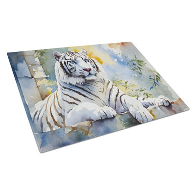 White Tiger Glass Cutting Board Large