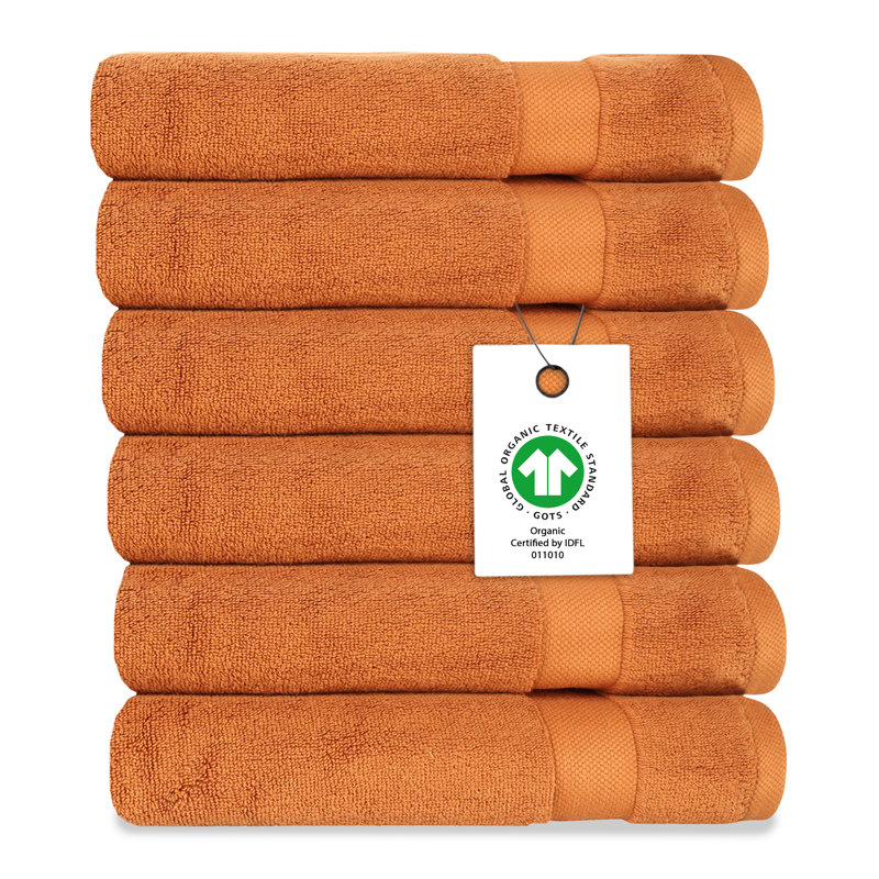 Delara Organic Cotton Luxuriously Plush Washcloths Pack Of 6 | GOTS & OEKO-TEX Certified | Premium Quality Face Towels | Feather Touch Technology|650 GSM Long Staple|Soft, Quick Dry & Ultra-Absorbent