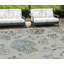 Tapis extérieur lavable floral bleu marine et bleu denim 9 pi x 12 pi taupe