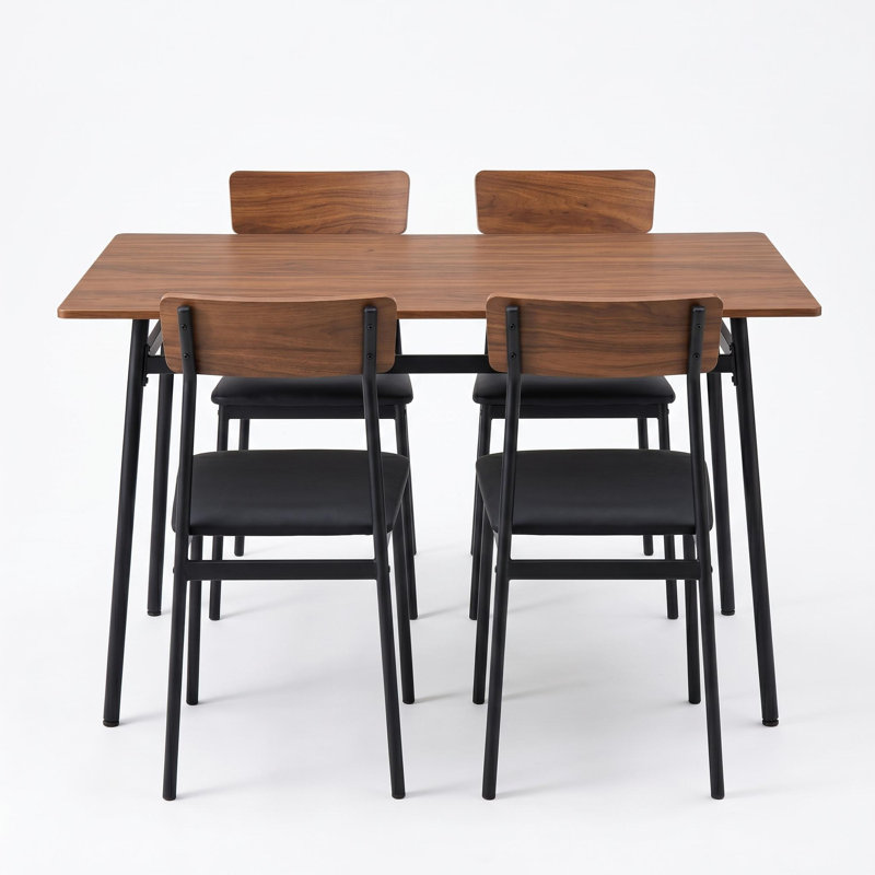 Ensemble de table de salle à manger pour 4 personnes avec chaises rembourrées en polyuréthane pour salle à manger et appartement
