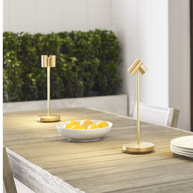 Doppia Accent Rechargeable Table Lamp, Natural Brass
