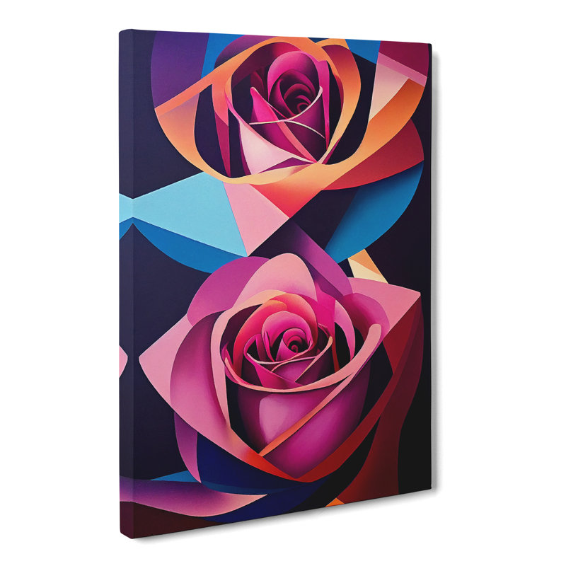 Partington Rose Painting Geometric Vol.2 - Wrapped Canvas Print, 50cm H x 35cm W