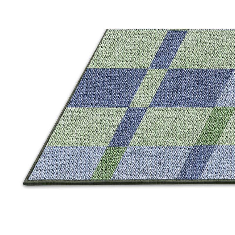 Tapis géométrique bleu / vert Zak, Rectangle 6 pi x 9 pi