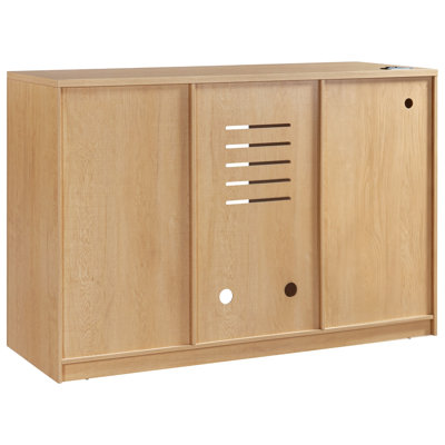 59" Coffee Bar Cabinet with Fridge Space & Tilt-Out Trash Cabinet, Fluted Buffet Sideboard with Glass Holder for Dining Room