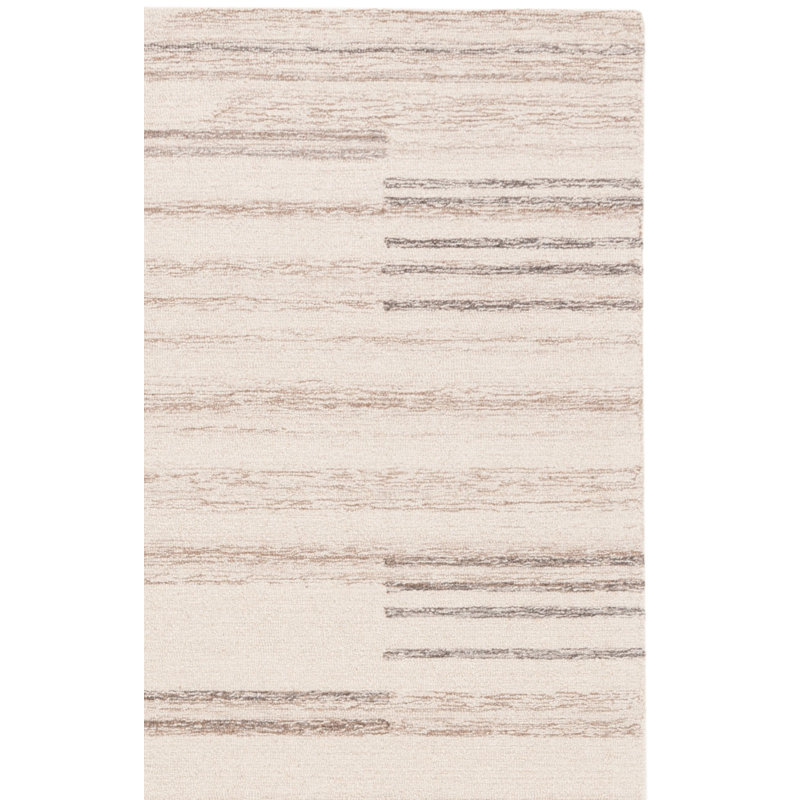 Doveton Hand Tufted Wool Cotton Abstract Rug in Ivory/Brown, Rectangle 3' x 5'