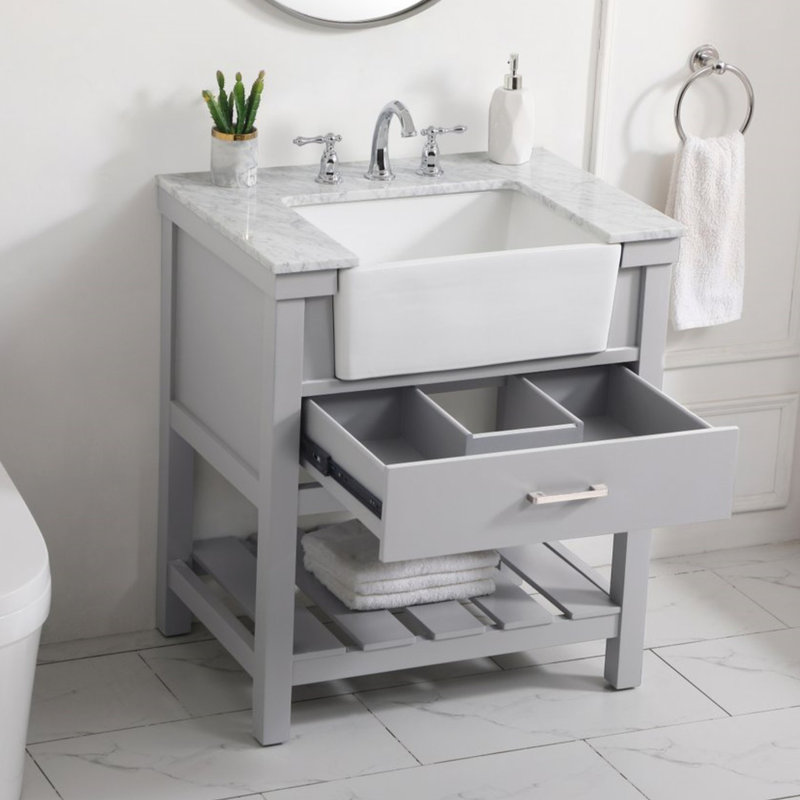 Meuble-lavabo simple 30 po Pelaghia, Gris