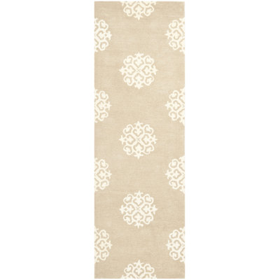 Damask Handmade Tufted Beige/Ivory Area Rug