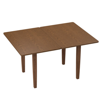 Table de salle à manger à abattants rectangulaire en bois massif avec finition grain de chêne noyer, table tournante extensible pour 4 à 6 convives, table de style Mid-Century moderne pour la cuisine et la salle à manger
