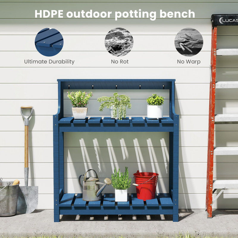 Potting Benches for Outside, Dark Blue