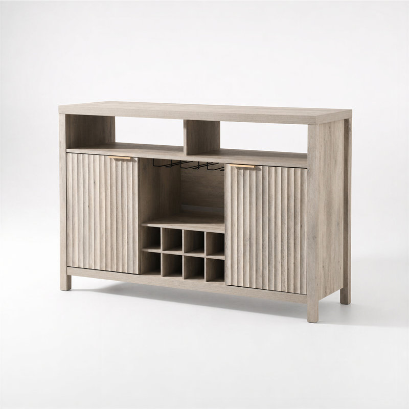 Nicolee 51" W Bar Cabinet, Greige Oak