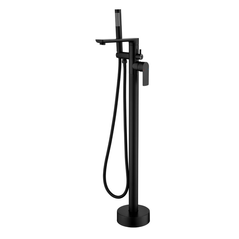 Robinet de baignoire contemporain au sol en noir mat