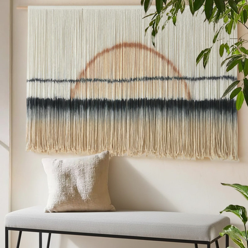 57''w Sunset Dip-dye Macrame Wall Hanging