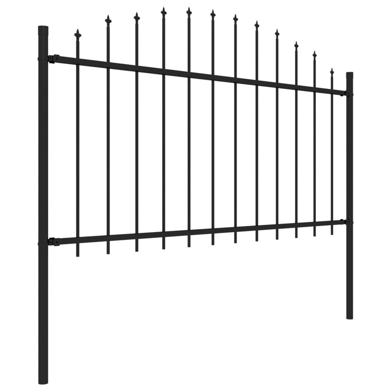 Dadiva Black Metal Fence Panels, 59.1cm H x 334.65cm W x 1.96cm D
