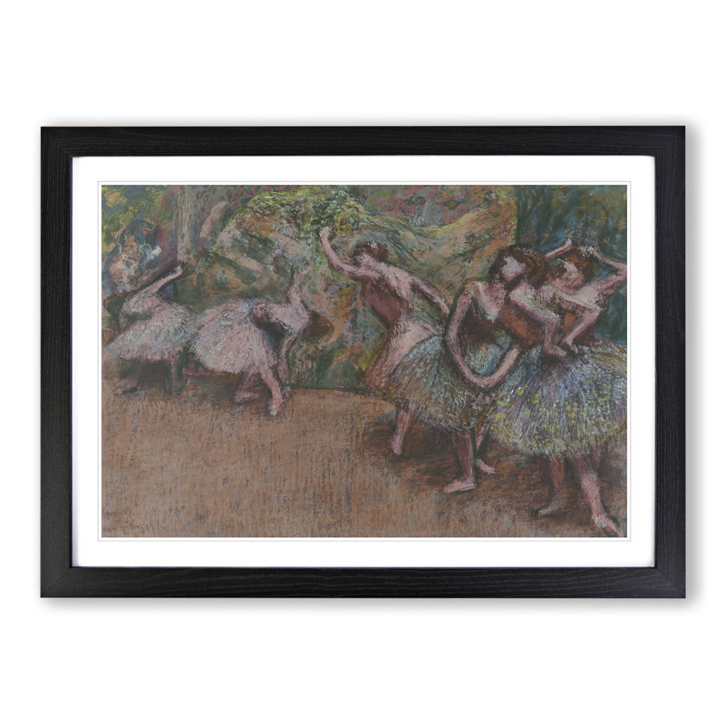 View of the Ballet Ballerina Dancers by Edgar Degas - Picture Frame Painting, Black, 27cm H x 36cm W x 2cm D