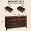 Commode moderne à 6 tiroirs de 54 po de largeur Serefina, commode en bois brun noyer avec pieds solides pour la chambre à coucher, grande commode double de rangement espresso avec poignées en métal pour placard ou couloir-1081508854