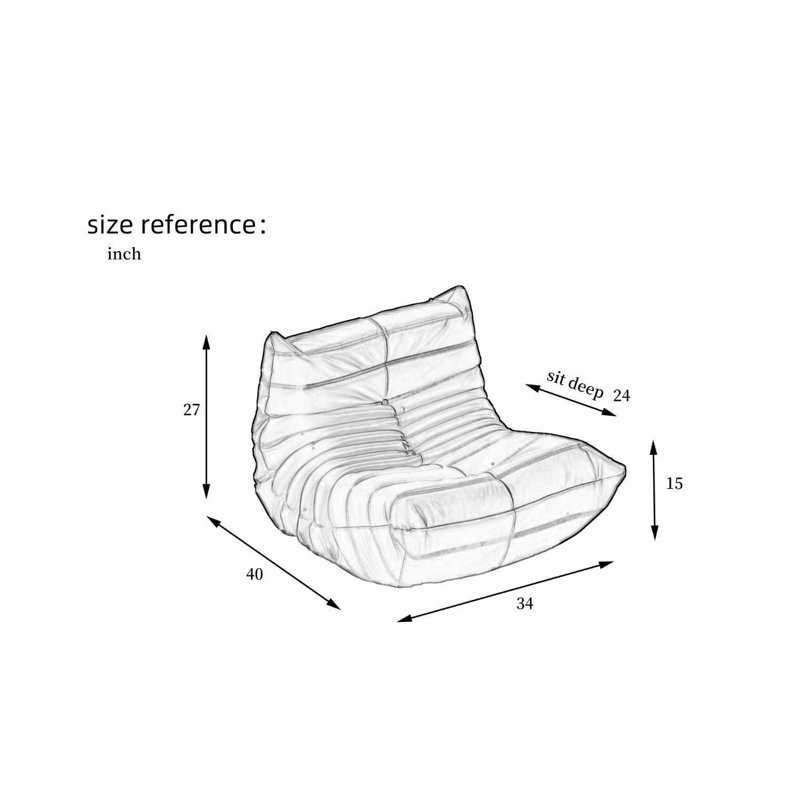 Green Fabric TOGO Ergonomic Design Bean Bag Chairs, Armless Floor Sofa, Single Lounge Chair For Living And Office, Dark Green