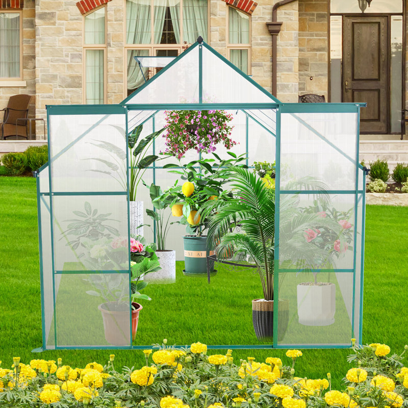 Base surélevée à double porte en polycarbonate pour serre