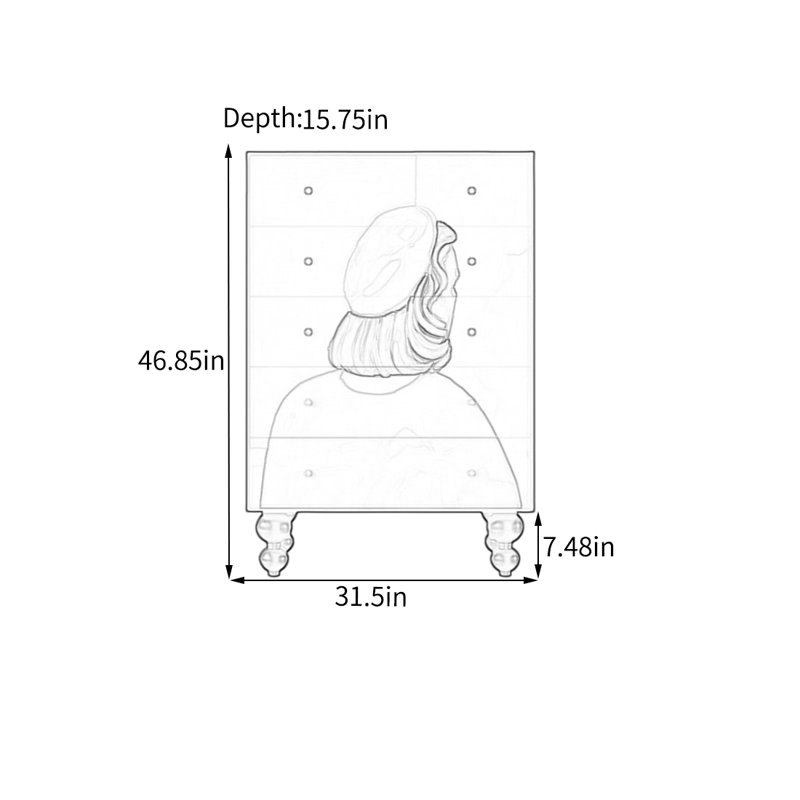 Armoire de rangement élégante avec cinq tiroirs