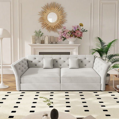 74.4" Modern Velvet Pull Out Sofa Bed