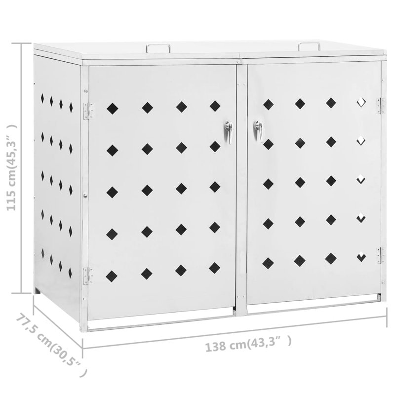 Remise à déchets horizontale en acier inoxydable l 4,53 pi. X P 2,54 pi.