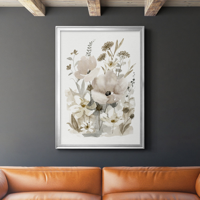 «Neutral Nature II», toile encadrée de qualité supérieure - prête à être accrochée, Argent, H 36,5 po x l 26,5 po