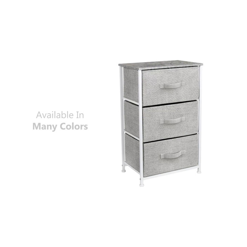 Purple and White Fabric 2-Drawer Nightstand with Steel Frame