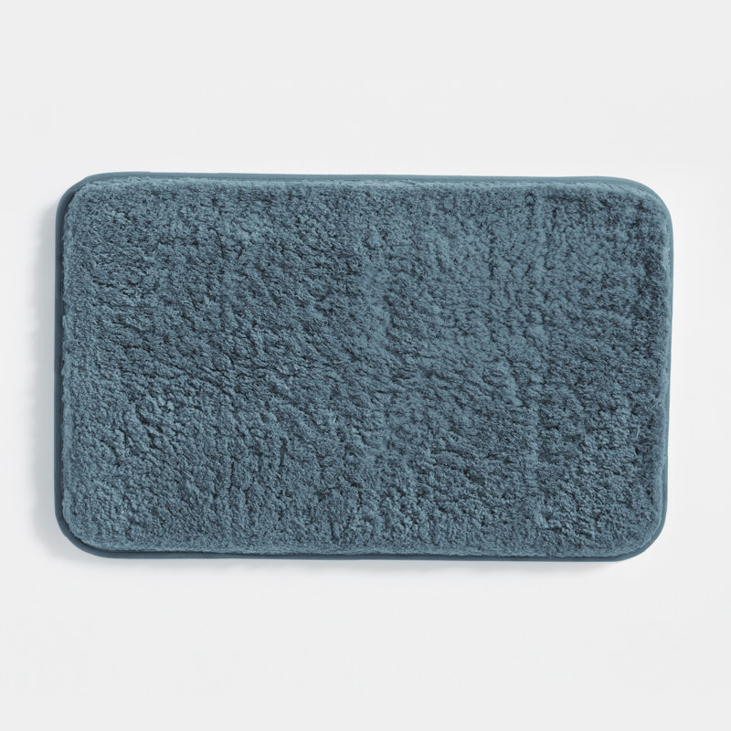 Plush Absorbent Bath Mat Rug with Anti-Skid Rubber Backing, Light Blue, 34" L x 21" W