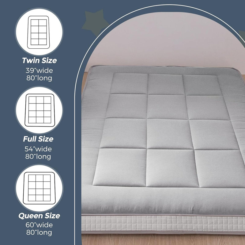 Matelas de futon de plancher de 6 pouces d'épaisseur, matelas de sol japonais pliable, tapis Tatami, Gris