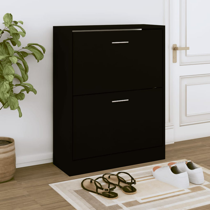 4 Pair Shoe Storage Cabinet, Black