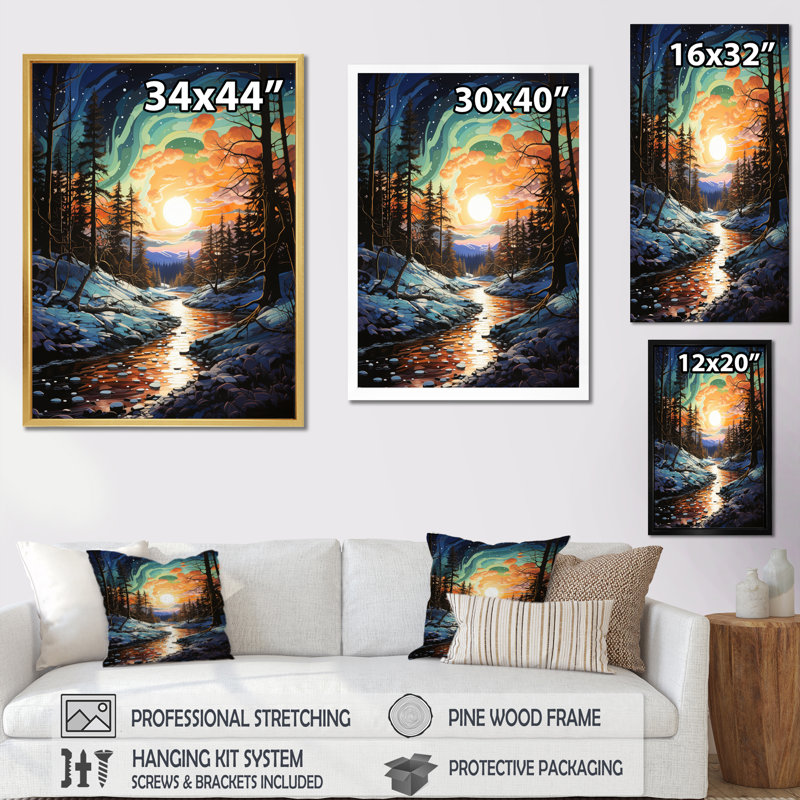 «Avya Aurora Borealis Aurora Spectacle IV», reproduction d'art sur toile, Cadre photo noir, H 44 po x l 34 po x P 1,5 po