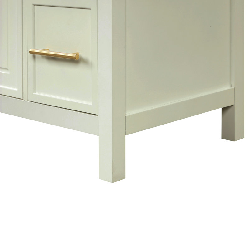 Meuble-lavabo de 36 po avec comptoir d'évier, meuble-lavabo avec deux portes et trois tiroirs, bois massif, panneaux de fibres à densité moyenne, un paquet