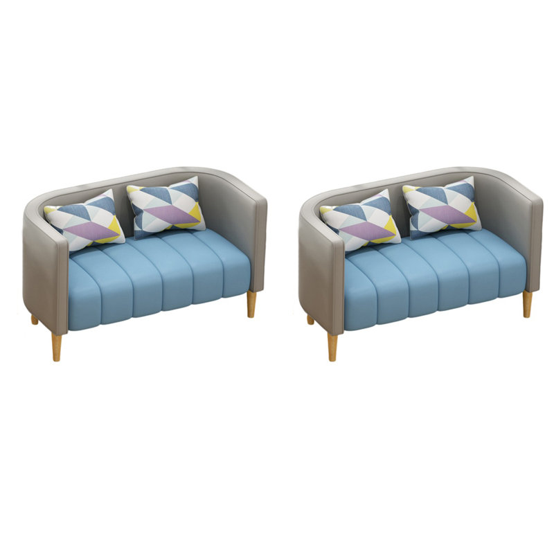 Banc rembourré en similicuir, Blue/Grey