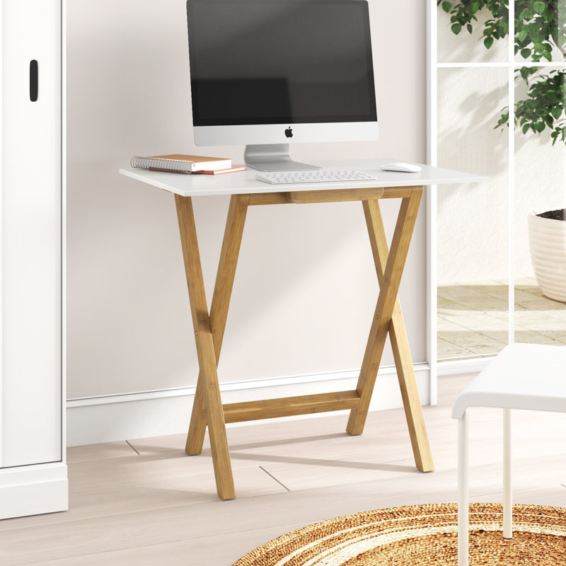 Annakathryn Foldable Solid Wood Writing Desk, White