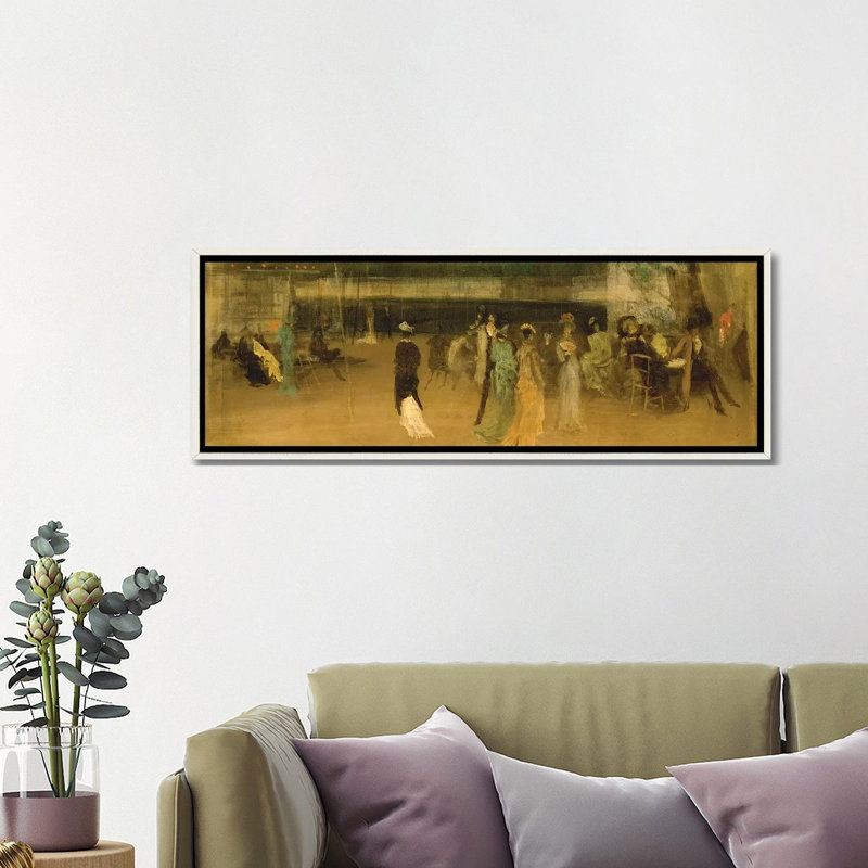 «Cremorne Gardens, No. 2», reproduction d'art mural, 16 po x 48 po, Toile avec cadre, Blanc patiné